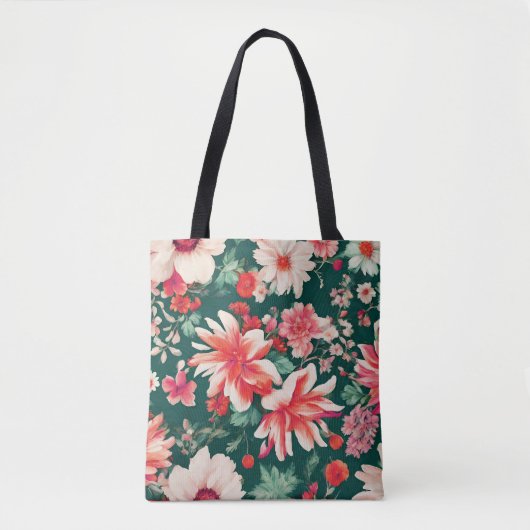 Levendige roze-rode en delicate witte bloemen tote bag (Voorkant)