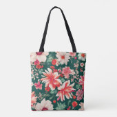 Levendige roze-rode en delicate witte bloemen tote bag (Achterkant)
