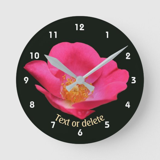 Levendige Roze Roos Bloem Persoonlijk Ronde Klok (Voorkant)