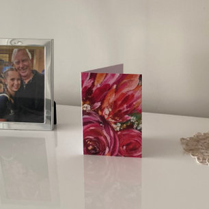 Levendige Roze Roos Originele Kunst Lege Wenskaart Bedankkaart