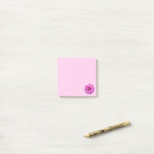 Levendige roze roos uitsnijding post-it® notes (Op bureau)