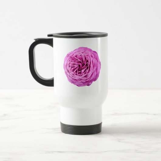 Levendige roze roos uitsnijding reisbeker (Links)