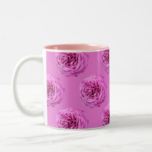 Levendige roze roos uitsnijding tweekleurige koffiemok