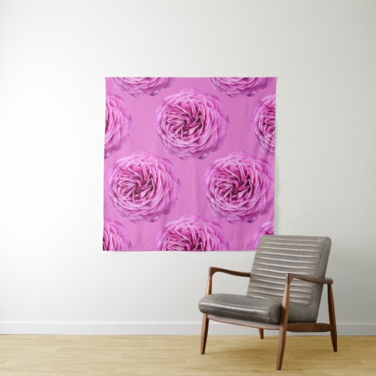 Levendige roze roos uitsnijding wandkleed (In situ)