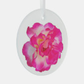 Levendige Roze Roos Versiering Glas Ornament (Voorkant Rechts)