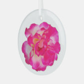 Levendige Roze Roos Versiering Glas Ornament (Voorkant links)