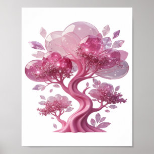 Levendige Roze ROZE GLAS BOOM 3D Tekst Kunst Poster