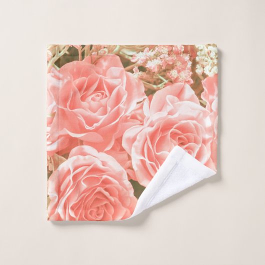 Levendige roze rozen Floral | Handdoekset Bad Handdoek (Wasdoekje)