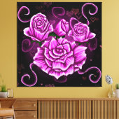 Levendige roze rozen met hartaccenten canvas afdruk (Insitu (Woonkamer))