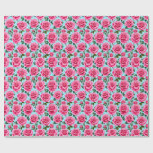 Levendige Roze Rozen Met Patroon Tegen Cadeaupapier (Vlak)