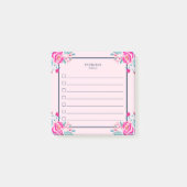 Levendige Roze Rozen Op Blush Aangepaste Naam Post-it® Notes (Voorkant)