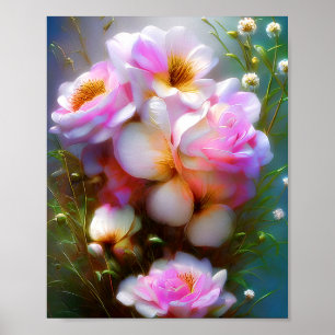 Levendige roze rozen poster