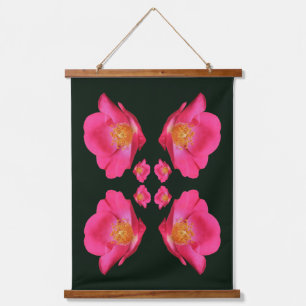 Levendige roze rozenblaadjes Abstract Hangend Wandkleed