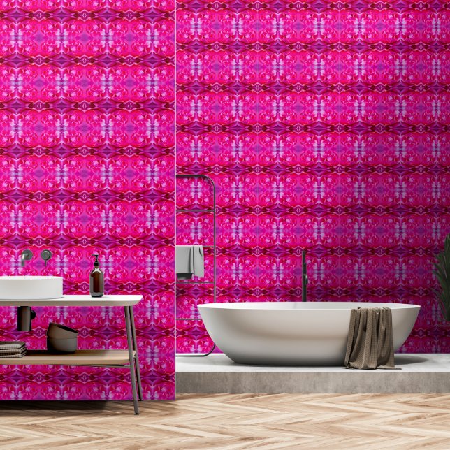 Levendige roze rozenblaadjes M-formaat bloempatroo Behang (Badkamer)