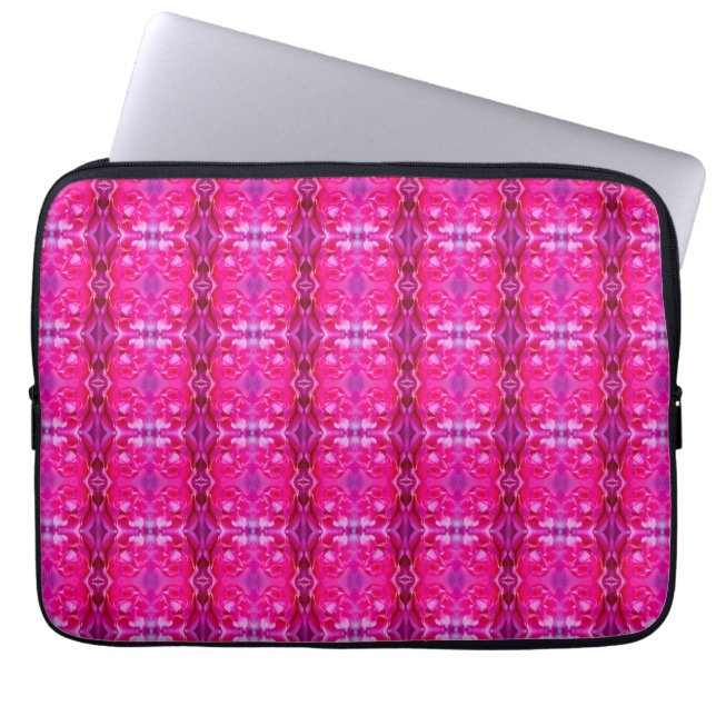 Levendige roze rozenblaadjes M-size bloemmotief Laptop Sleeve (Voorkant)