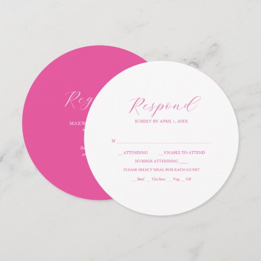 Levendige roze RSVP-kaart stapelbare uitnodigingen (Voorkant / Achterkant)