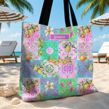 Levendige roze Siciliaanse citrus tegel bloemencol