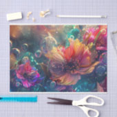 Levendige Roze Sinaasappel Blauwgroen Bloemen Deco Tissuepapier (Craft)