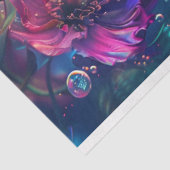 Levendige Roze Sinaasappel Blauwgroen Bloemen Deco Tissuepapier (Detail)