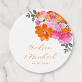 Levendige Roze Sinaasappel Bloemen Zomer Custom Br Bedankjes Labels (Achterkant)