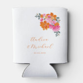 Levendige Roze Sinaasappel Bloemen Zomer Custom Br Blikjeskoeler (Achterkant)