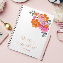 Levendige Roze Sinaasappel Bloemen Zomer Custom Br Notitieboek