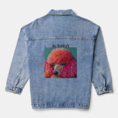 Levendige Roze Standaard Poedel & Lange Wimpers Denim Jacket (Achterkant)