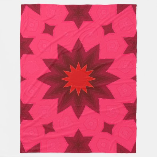Levendige Roze Starburst Kaleidoscoop Fleece Deken (Voorkant)