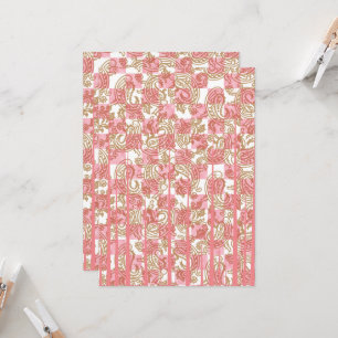 Levendige roze stof met ingewikkelde bloemige vach kaart