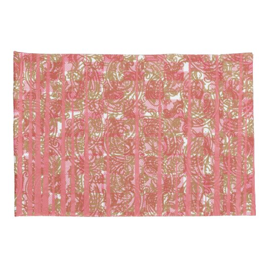 Levendige roze stof met ingewikkelde bloemige vach kussensloop (Achterkant-Rechts)