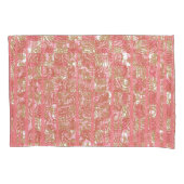 Levendige roze stof met ingewikkelde bloemige vach kussensloop (Voorkant-Links)