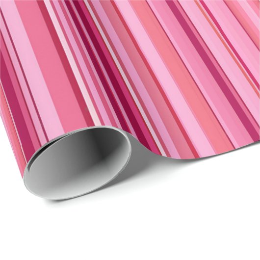Levendige Roze Streep Gift Wrap Cadeaupapier (Rol Hoek)