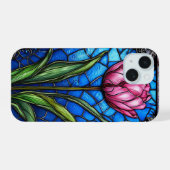 Levendige roze tulp iPhone 15 case (Achterkant horizontaal)