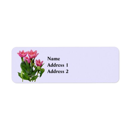 : Levendige Roze Tulpen Etiket (Voorkant)
