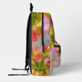 Levendige roze tulpen in gouden vaas bedrukte rugzak (Links)