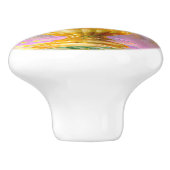 Levendige roze tulpen in gouden vaas keramische knop (Zijkant)