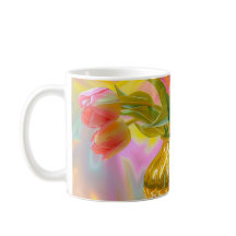 Levendige roze tulpen in gouden vaas