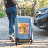 Levendige Roze Tulpen in Gouden Vaas Sticker (Koffer Insitu)