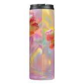 Levendige roze tulpen in gouden vaas thermosbeker (Achterkant)