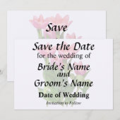 Levendige Roze Tulpen Save The Date (Voorkant / Achterkant)