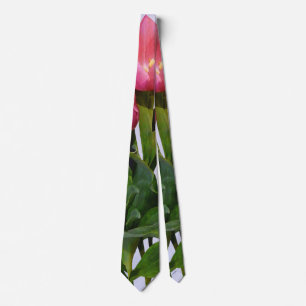 Levendige Roze Tulpen Stropdas