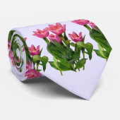 Levendige Roze Tulpen Stropdas (Opgerold)