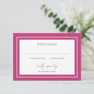 Levendige Roze Vette Border Moderne bruiloft RSVP Kaartje