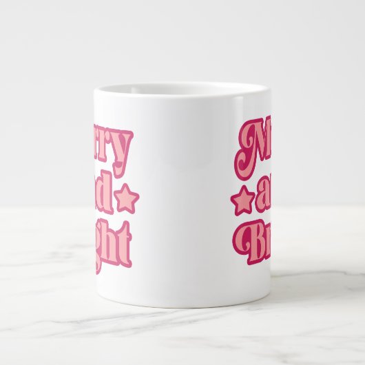 Levendige Roze Vrolijk en Helder Kerstmis Grote Koffiekop (Voorkant)