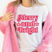 Levendige Roze Vrolijk en Helder Kerstmis T-shirt
