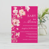 LEVENDIGE ROZE WATERVERF BLOEMEN KAART (Staand voorkant)