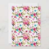 Levendige Roze Waterverf Bloemen Typografie Huweli Kaart (Achterkant)