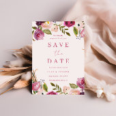 Levendige roze Waterverf bloemenkrans bruiloft Save The Date