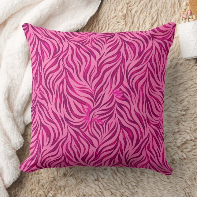 Levendige Roze Zebra Print (2) Kussen (Deken)