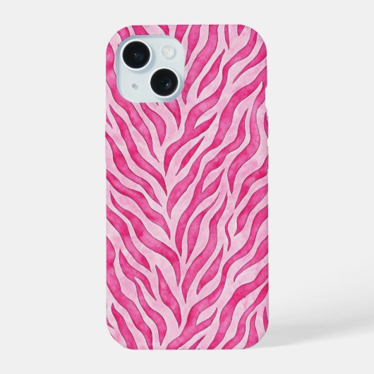 Levendige Roze Zebraprint iPhone 15 Case (Achterkant)